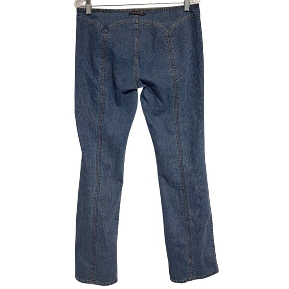 Y2K DKNY Jeans Womens Flared Denim Pants W/ Front Slits Size 9 Blue Cotton Blend - Picture 2 of 12